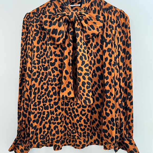 Saint Laurent Tops - Saint Laurent Animal Print Blouse with Bow